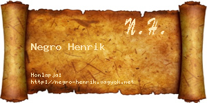 Negro Henrik névjegykártya